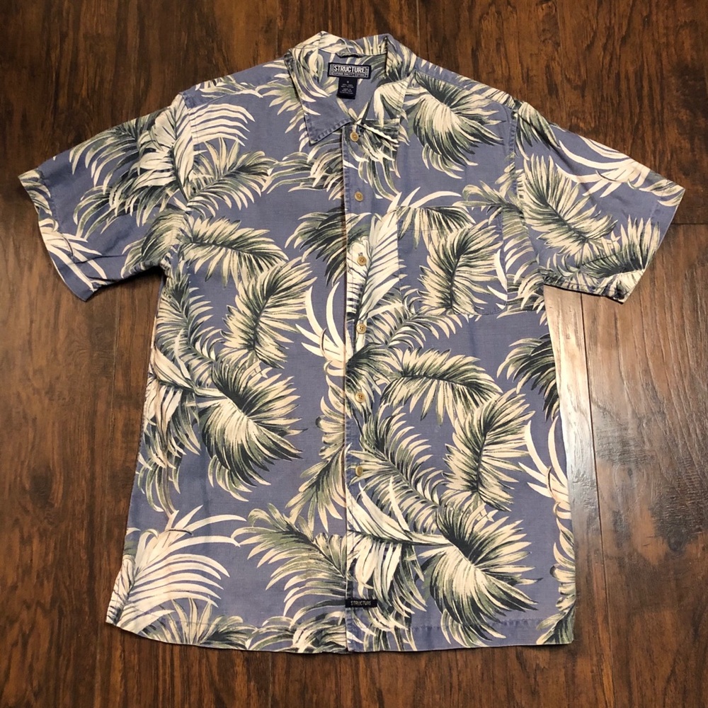 Structure Green Leaf Button Down Shirt Size Small